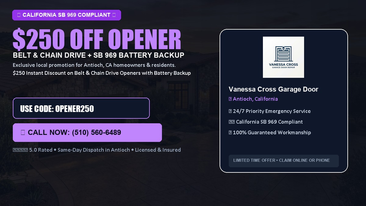 $250 OFF Smart Garage Door Opener Installation (Belt & Chain Drive with California SB 969 Battery Backup) in Antioch, CA