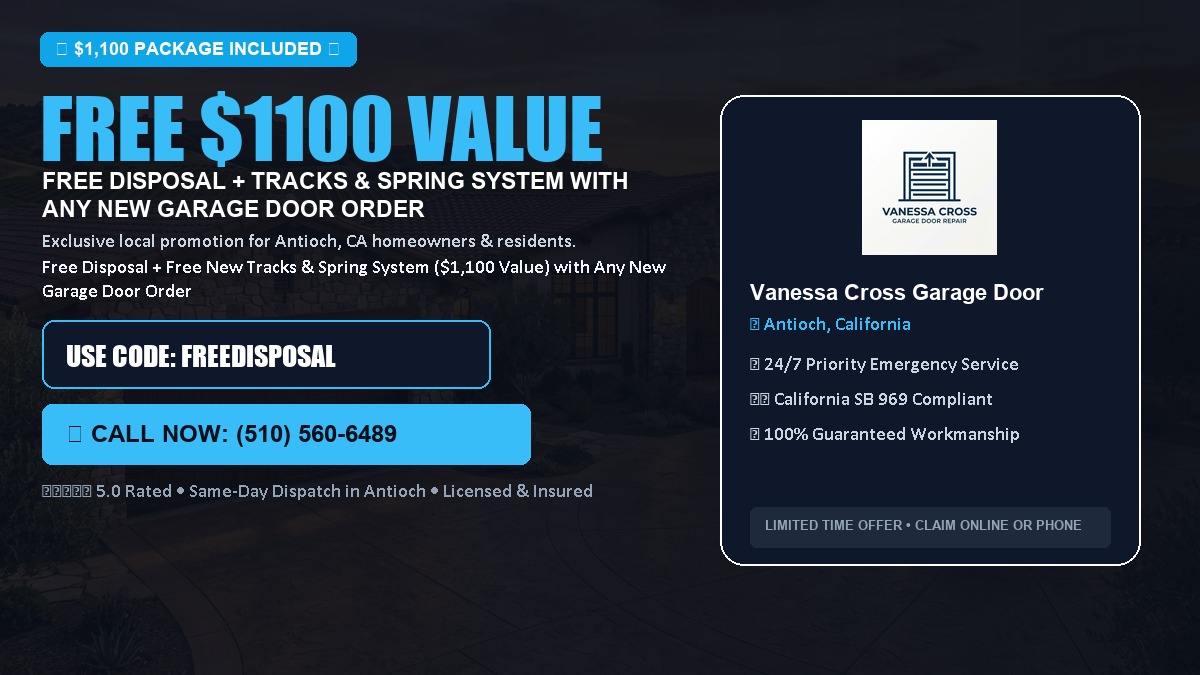 Free Disposal + Free New Tracks & Spring System with Any New Garage Door Order ($1100 Value) in Antioch, CA